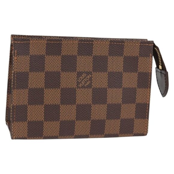 LOUIS VUITTON Damier Ebene Poche Toilette 15 Pouch N47548 LV Auth 125355V - Picture 1 of 16
